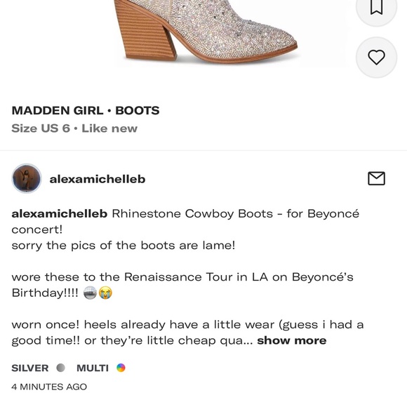 New Sparkling Silver Rhinestone Cowboy Boots - Madden Girl - Picture 2 of 3